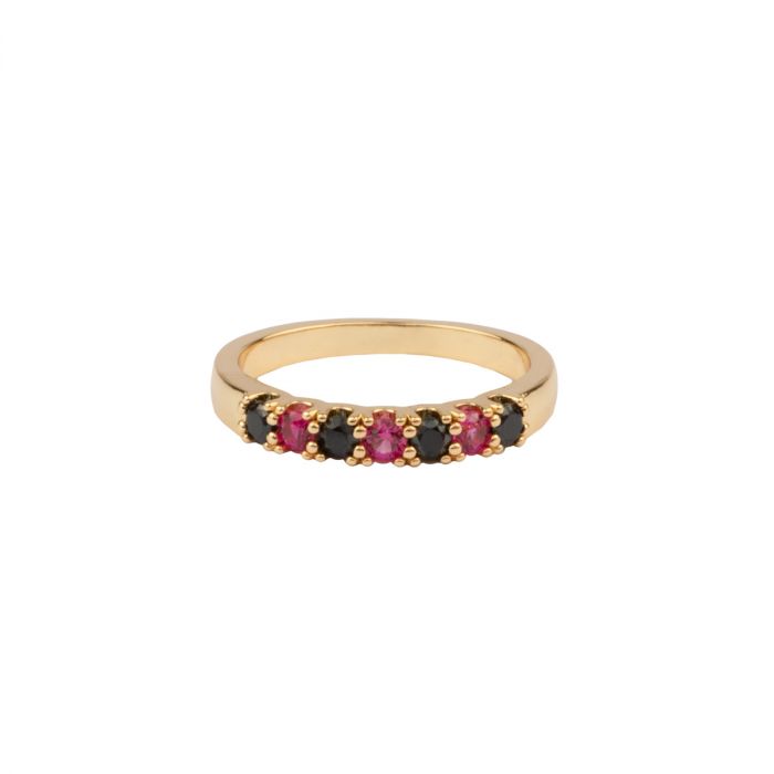 NOÉ RING PINK BLACK, combineren, solo, glimmen, goud, verguld, www.littlelegends.nl