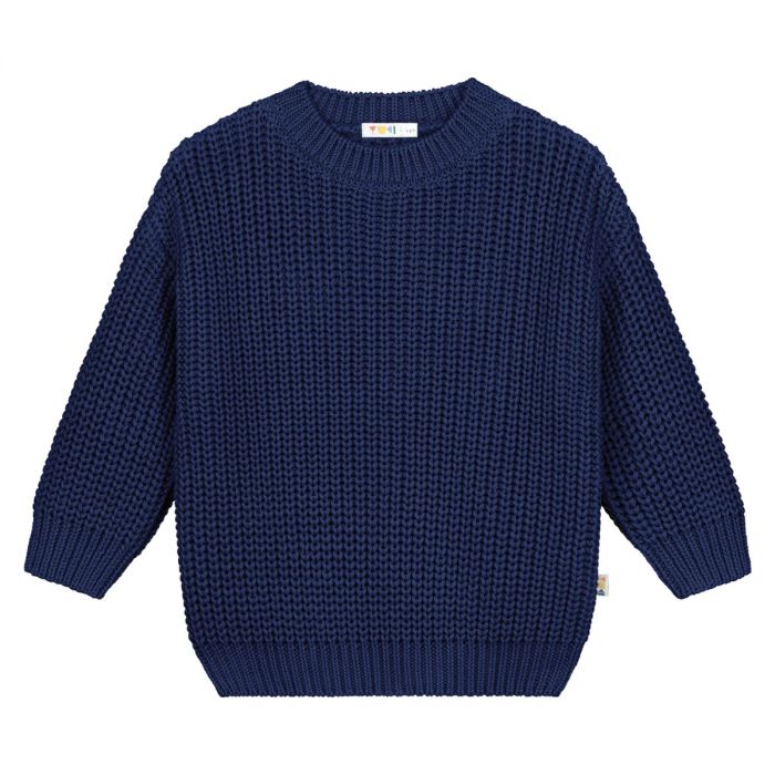 yuki kidswear gebreide trui chunky navy www.littlelegends.nl
