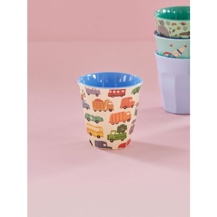 Rice middelgrote melamine beker happy cars auto's www.littlelegends.nl