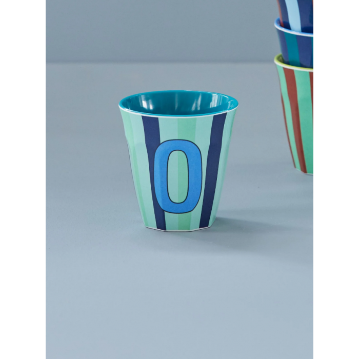 Rice melamine beker alfabet blauw O