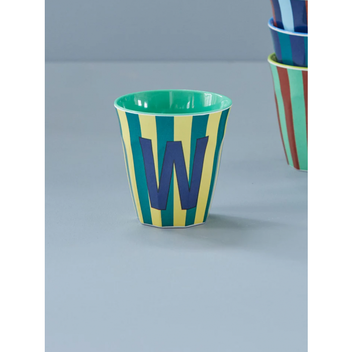 Rice melamine beker alfabet blauw W