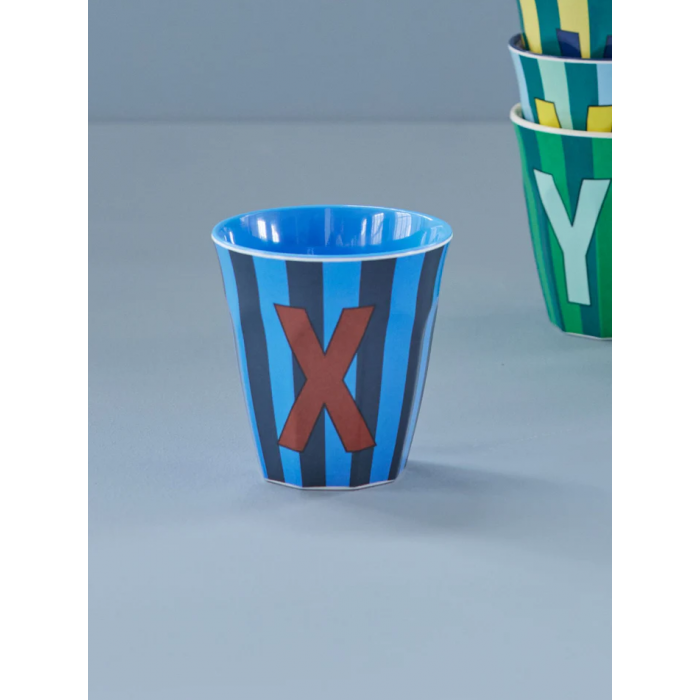 Rice melamine beker alfabet X blauw beker