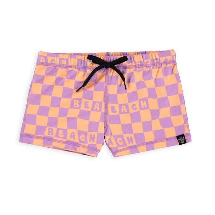 Beach en bandits zwembroek checkered beach lila oranje www.littlelegends.nl