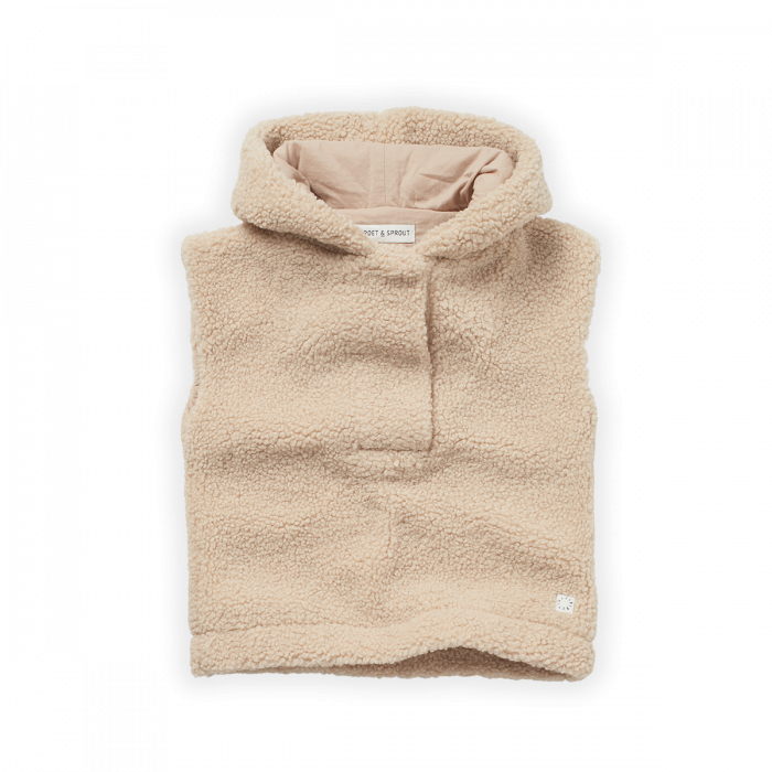 SPROET & SPROUT HOODED TEDDY BODYWARMER, warm, zacht, comfortabel, combineren, capuchon, wol, teddy, bodywarmer, vestje. www.littlelegends.nl