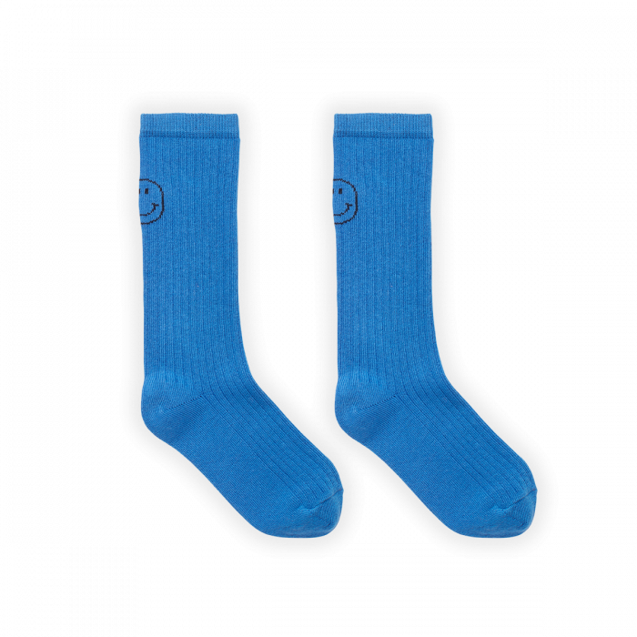 SPROET & SPROUT SOKKEN SMILEY. blauw, smiley, hoog. www.littlelegends.nl