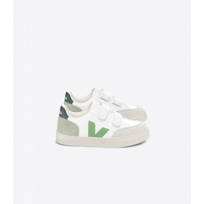 Veja schoenen sneakers kids wit groen klittenband www.littlelegends.nl