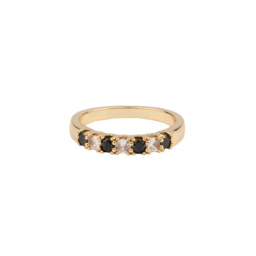 NOÉ RING CLEAR BLACK, combineren, solo, gouw, verguld, kristallen, edelstenen, vintage ring. www.littlelegends.nl