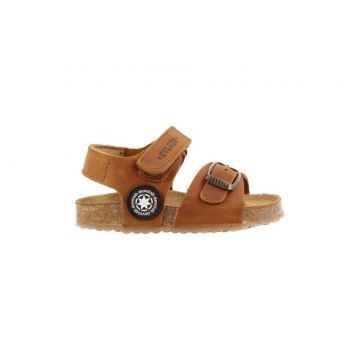 develab, sandalen, sandaal, sandaaltje, kinderslippers, slippers, bruin, cognac, leren, leer, jongens, meisjes, kids, footwear