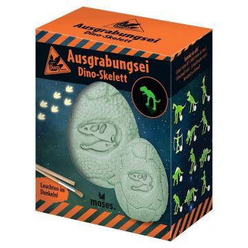 DINO UITHAK EI GLOW IN THE DARK SKELET www.littlelegends.nl