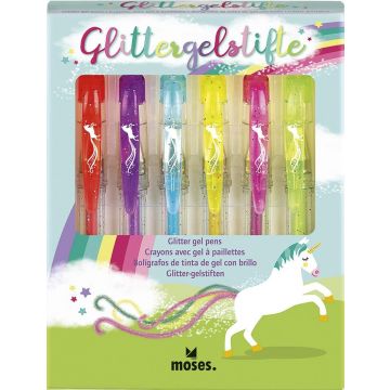 Moses gelglitterpennen unicorn www.littlelegends.nl