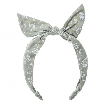 FLORAL SPRIG TIE HAARBAND, groene haarband met bloemen / takken print. www.littlelegends.nl