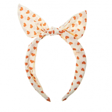 LOVE HEARTS TIE HAARBAND, hartjes print haarband, roze, rood, haaraccessoires voor kinderen, www.littlelegends.nl