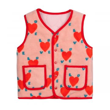 Jelly Mallow gilet hartjes roze reversible www.littlelegends.nl