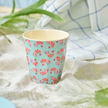 Rice middelgrote melamine beker shrimp www.littlelegends.nl