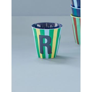 Rice middelgrote melamine beker blauw gestreept R