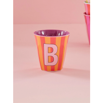 Rice middelgrote melamine beker roze alfabet letter B