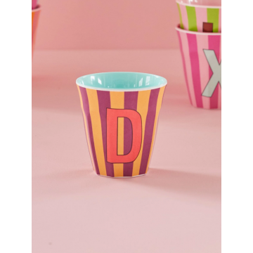 Rice melamine beker middelgroot alfabet roze letter D