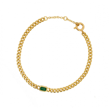 BOLD ARMBAND, goude schakelarmband, met groene kristal, edelsteen, www.littlelegends.nl