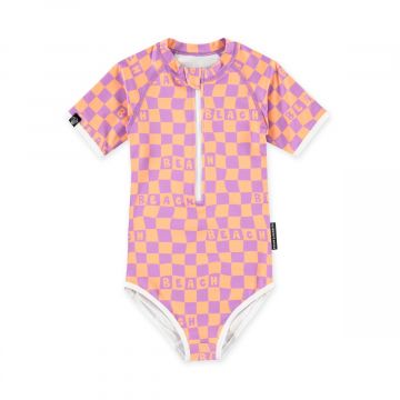 Beach en Bandits UV badpak checkered beach oranje apars geblokt meisjes www.littlelegends.nl