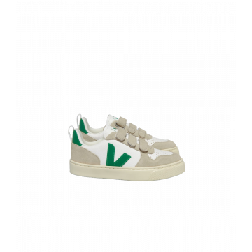 Veja sneakers groen wit emeraude leer suede www.littlelegends.nl
