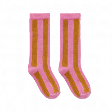 Sproet en Sprout sokken stripe pink mosterd www.littlelegends.nl