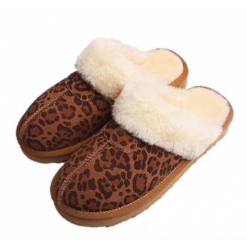WARME DAMES SLOFFEN LEOPARD