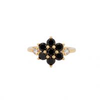 JILLY RING BLACK, goud vergulde ring, vintage, zwarte kristallen, www.littlelegends.nl