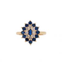 MIKKY RING BLUE, goud vergulde ringen, vintage, blauwe kristallen, edelstenen, www.littlelegends.nl