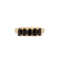 JAZZ RING BLACK, goud vergulde ringen, vintage ring, zwarte kristallen, edelstenen, www.littlelegends.nl