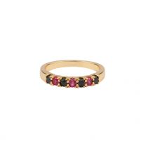 NOÉ RING PINK BLACK, combineren, solo, glimmen, goud, verguld, www.littlelegends.nl
