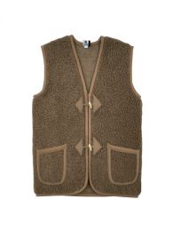 ALWERO BODYWARMER ALPEN ADULT BARK, 100% wol, warm, zacht, bruin, www.littlelegends.nl