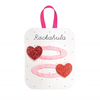 LOVE HEART GLITTER HAARCLIPS, rode glitter hartjes, roze haarclips, www.littlelegends.nl