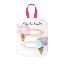 ICE CREAM HAARCLIPS, ijshoorntjes met bolletjes ijs, glitters, pastel, blauw, roze, haarclipjes, www.littlelegends.nl