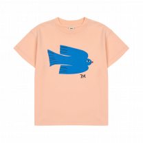 Jelly Mallow t-shirt koraal vogel unisex www.littlelegends.nl