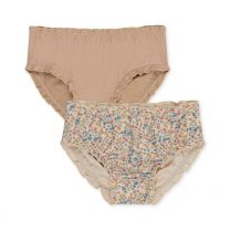 KONGES SLØJD BAIE BIKINI PANTS, 2 pak bikini broekjes, bruin, bloemetjes, zwemkleding, www.littlelegends.nl