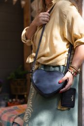 Vintage leer zwart harten tas Little Legends X Mosz 