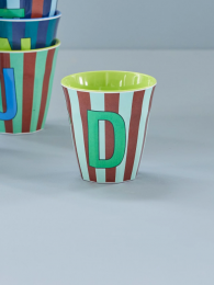 Rice middelgrote melamine beker blauw alfabet letter D