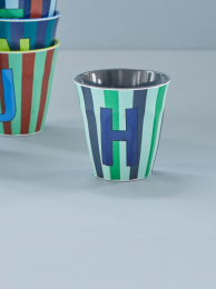 Rice Melamine beker gestreept blauw alfabet letter H