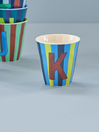 Rice Melamine beker gestreept blauw letter K