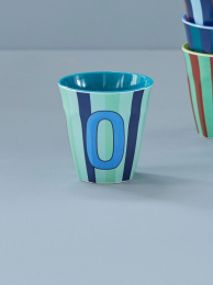 Rice melamine beker alfabet blauw O