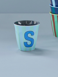 Rice melamine beker blauw gestreept alfabet jongens S
