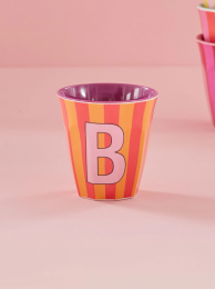 Rice middelgrote melamine beker roze alfabet letter B