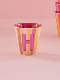 Rice melamine beker roze gestreept meisjes alfabet letter H