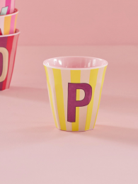 Rice melamine beker middelgroot beker roze alfabet P