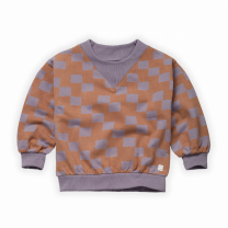 SPROET & SRPOUT SWEATER BLOCK PRINT comfortabel, checkerboard, blokken, ice purple, warm, www.littlelegends.nl