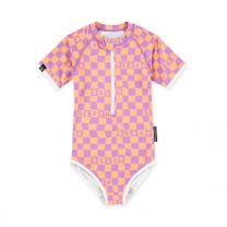 Beach en Bandits UV badpak checkered beach oranje apars geblokt meisjes www.littlelegends.nl