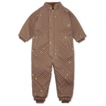 Konges Slod winterpak, winter onesie, bruin met citroen print voor babies en kinderen van 6 maanden tot 2 jaar