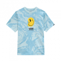 VANS MARBLE T-SHIRT BLAUW, blauwe marble patroon shirt met smiley en vans logo, www.littlelegends.nl