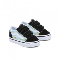 VANS OLD SKOOL V MELTED CHECK, schoenen, sneakers, checkerboard, lichtblauw, blauw, wit, emoji, paddenstoel, peace, www.littlelegends.nl