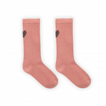SPROET & SPROUT HOGE SOKKEN HEART ROSE, zacht warm hartje roze sokken. www.littlelegends.nl